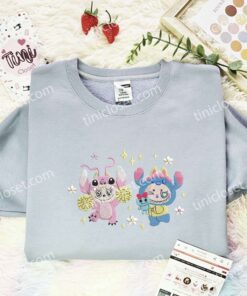 Labubu Stitch And Angel Embroidered Shirt, Art Toy Embroidered Hoodie, Best Gift Idea (2)