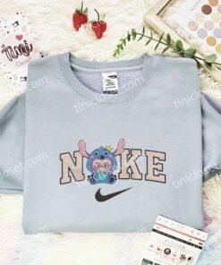 Labubu Stitch Embroidered Shirt, Disney Characters Embroidered Hoodie, Art Toy Embroidered Sweatshirt (1)