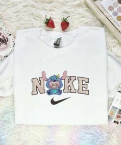 Labubu Stitch Embroidered Shirt, Disney Characters Embroidered Hoodie, Art Toy Embroidered Sweatshirt (3)