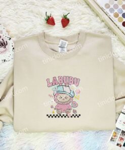 Labubu Strawberry Cream Fluffy Monster Embroidered Shirt, Art Toy Embroidered Hoodie, Best Gift Idea (3)