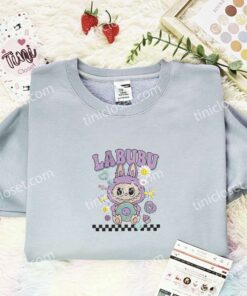 Labubu Taro Fluffy Monster Embroidered Shirt, Art Toy Embroidered Hoodie, Best Gift Idea (2)