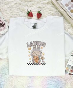 Labubu Vanilla Fluffy Monster Embroidered Shirt, Art Toy Embroidered Hoodie, Best Gift Idea (1)