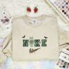 Labubu Zombie Embroidered Shirt, Art Toy Embroidered Hoodie, Halloween Embroidered T-Shirt