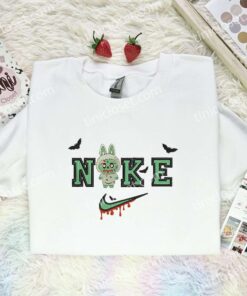 Labubu Zombie Embroidered Shirt, Art Toy Embroidered Hoodie, Halloween Embroidered T Shirt (2)