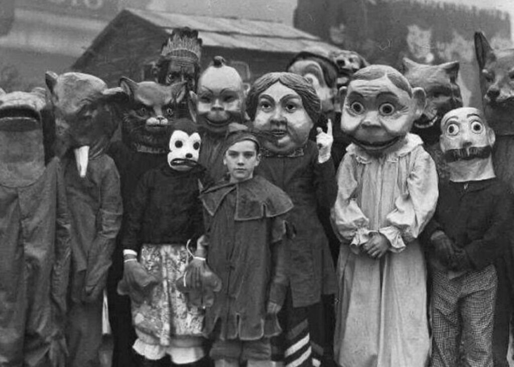 Early Halloween costumes - if you dressed like this today you'd probably end up in a cell.