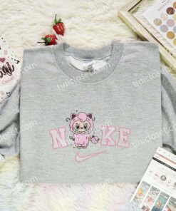 Labubu Jigglypuff Embroidered Shirt, Pokemon Anime Embroidered Hoodie, Cartoon Embroidered Sweatshirt (3)