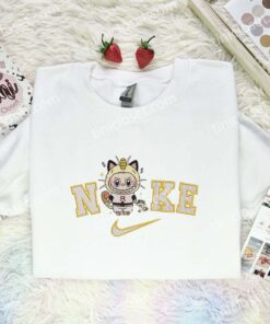 Labubu Meowth Embroidered Shirt, Pokemon Anime Embroidered Hoodie, Cartoon Embroidered Sweatshirt (3)