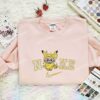 Labubu Pikachu Embroidered Shirt, Pokemon Anime Embroidered Hoodie, Cartoon Embroidered Sweatshirt