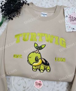 Turtwig Est 1996 Embroidered Shirt, Pokemon Embroidered Hoodie, Anime Embroidered Sweatshirt (2)