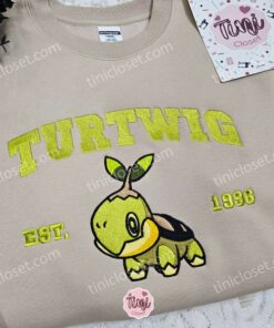 Turtwig Est 1996 Embroidered Shirt, Pokemon Embroidered Hoodie, Anime Embroidered Sweatshirt