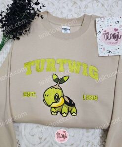 Turtwig Est 1996 Embroidered Shirt, Pokemon Embroidered Hoodie, Anime Embroidered Sweatshirt (4)