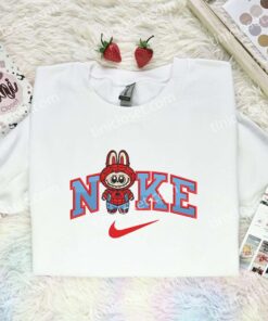 Labubu Spiderman Embroidered Shirt, Superhero Embroidered Hoodie, Cartoon Embroidered Sweatshirt (2)