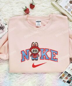 Labubu Spiderman Embroidered Shirt, Superhero Embroidered Hoodie, Cartoon Embroidered Sweatshirt (3)