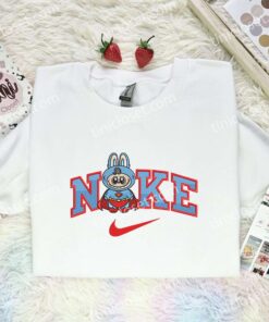 Labubu Superman Embroidered Shirt, Superhero Embroidered Hoodie, Cartoon Embroidered Sweatshirt (1)