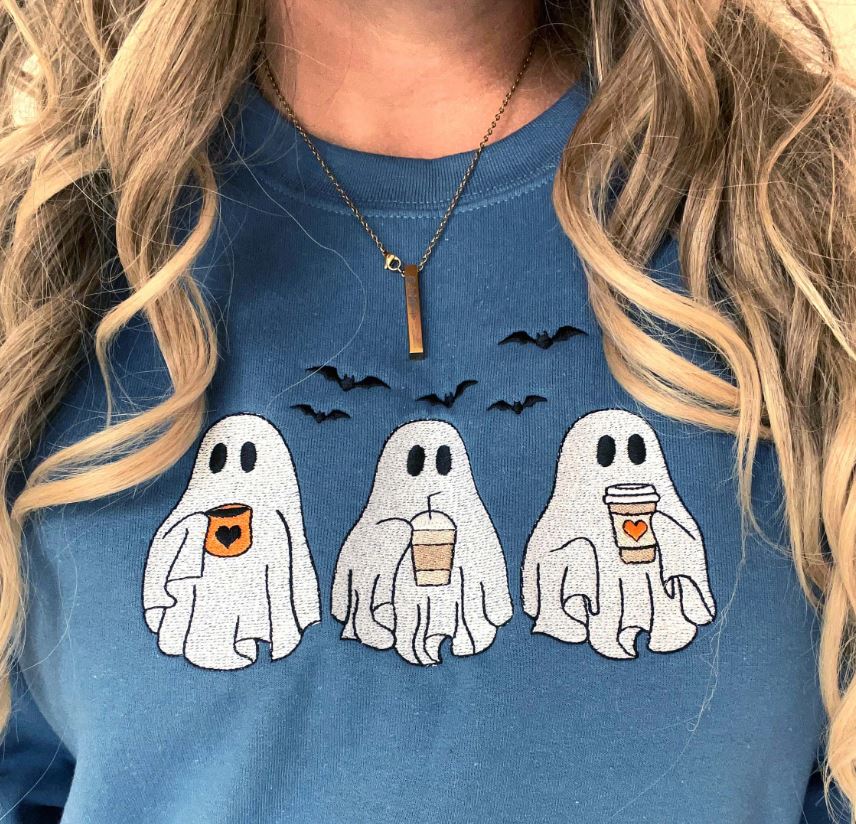 Halloween embroidered shirts align perfectly with sustainable living while still allowing for style and festive spirit.