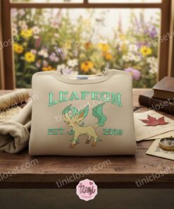 Leafeon Est 2006 Embroidered Crewneck, Eevee Evolution Pokemon Sweatshirt, Bestie Matching Shirts 2 Leafeon Est 2006 Embroidered Crewneck, Eevee Evolution Pokemon Sweatshirt, Bestie Matching Shirts (3)