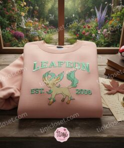 Leafeon Est 2006 Embroidered Crewneck, Eevee Evolution Pokemon Sweatshirt, Bestie Matching Shirts 3 Leafeon Est 2006 Embroidered Crewneck, Eevee Evolution Pokemon Sweatshirt, Bestie Matching Shirts (4)