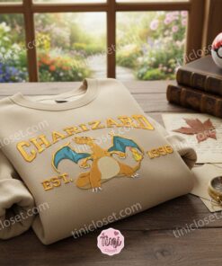 Charizard Pokemon Shirt, Embroidered Anime Gift for Him, Charizard Evolution Hoodie, Minimalist Pokemon Crewneck 2 Charizard Pokemon Shirt, Embroidered Anime Gift for Him, Charizard Evolution Hoodie, Minimalist Pokemon Crewneck (3)