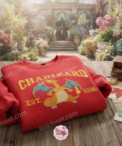 Charizard Pokemon Shirt, Embroidered Anime Gift for Him, Charizard Evolution Hoodie, Minimalist Pokemon Crewneck 3 Charizard Pokemon Shirt, Embroidered Anime Gift for Him, Charizard Evolution Hoodie, Minimalist Pokemon Crewneck (4)