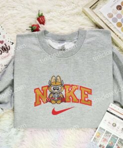 Labubu Thor Embroidered Shirt, Superhero Embroidered Hoodie, Cartoon Embroidered Sweatshirt (3)