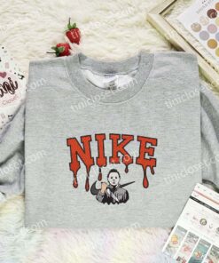 Michael Myers Embroidered Shirt, Horror Movie Embroidered Hoodie, Halloween Embroidered Sweatshirt (1)