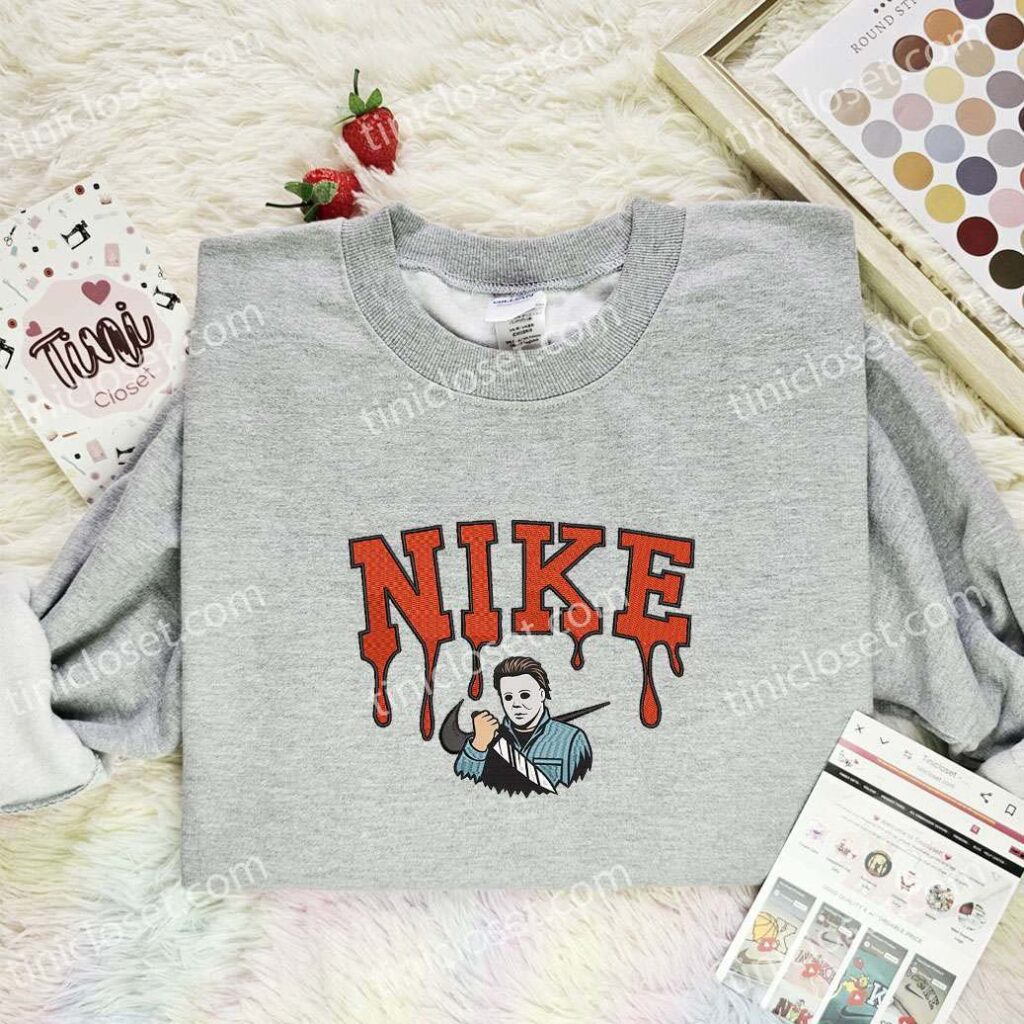 Michael Myers Embroidered Shirt, Horror Movie Embroidered Hoodie, Halloween Embroidered Sweatshirt