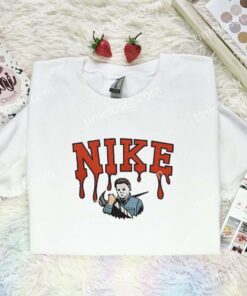 Michael Myers Knife Embroidered Shirt, Horror Movie Embroidered Hoodie, Halloween Embroidered Sweatshirt (3)