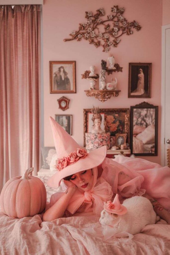In 2025, coquettecore finds a natural home within Halloween celebrations.