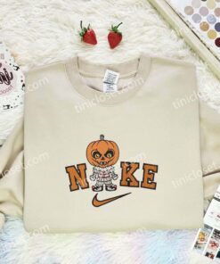 Pennywise Pumpkin Head Embroidered Shirt, Horror Movie Embroidered Hoodie, Halloween Embroidered Sweatshirt