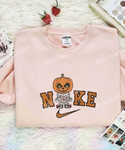 Pennywise Pumpkin Head Embroidered Shirt, Horror Movie Embroidered Hoodie, Halloween Embroidered Sweatshirt (3)