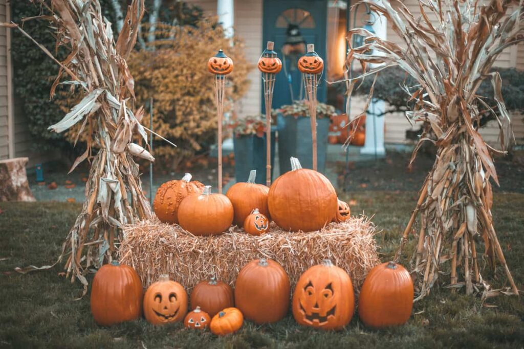 A rustic Halloween party often takes place outdoors.