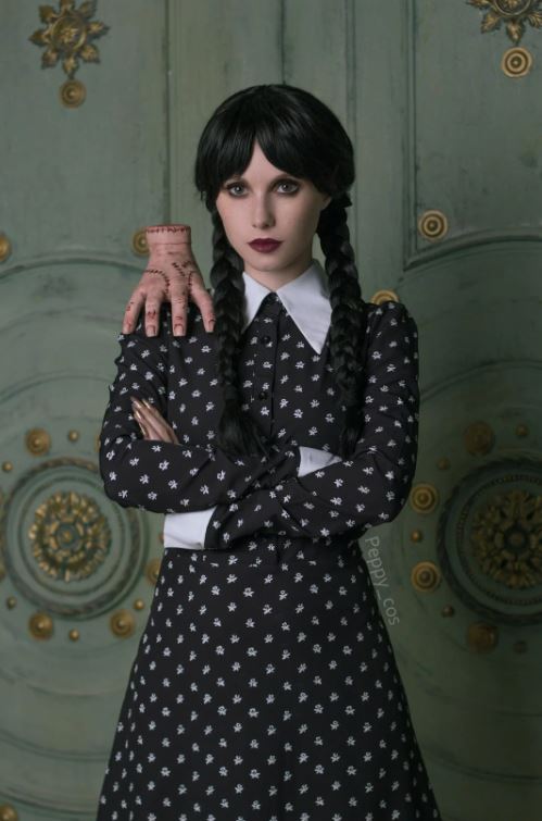 Another perfect Wednesday Addams cosplay.