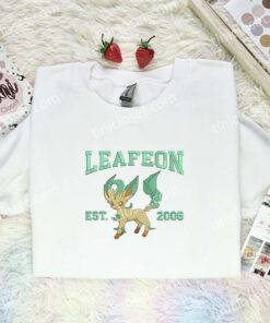 Leafeon Est 2006 Embroidered Shirt, Pokemon Embroidered Hoodie, Anime Embroidered T Shirt (1)