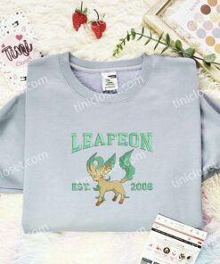 Leafeon Est 2006 Embroidered Shirt, Pokemon Embroidered Hoodie, Anime Embroidered T Shirt (2)