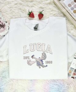 Lugia Est 1996 Embroidered Shirt, Pokemon Embroidered Hoodie, Anime Embroidered T Shirt (1)
