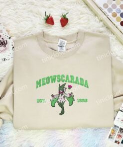 Meowscarada Est 1996 Embroidered Shirt, Pokemon Embroidered Hoodie, Anime Embroidered T Shirt (1)