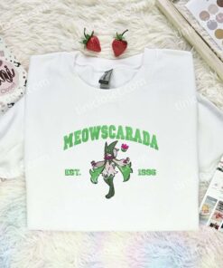 Meowscarada Est 1996 Embroidered Shirt, Pokemon Embroidered Hoodie, Anime Embroidered T Shirt (2)