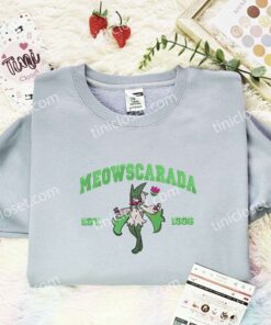 Meowscarada Est 1996 Embroidered Shirt, Pokemon Embroidered Hoodie, Anime Embroidered T Shirt (3)