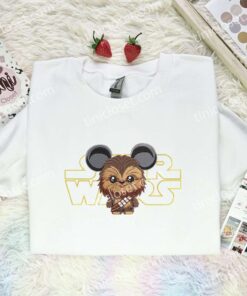 Mickey Chewbacca Embroidered Shirt, Disney Characters Embroidered Hoodie, Movie Embroidered T Shirt (1)
