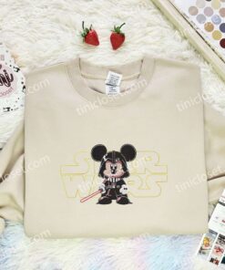 Mickey Darth Vader Embroidered Shirt, Disney Characters Embroidered Hoodie, Movie Embroidered T Shirt (1)