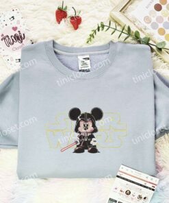 Mickey Darth Vader Embroidered Shirt, Disney Characters Embroidered Hoodie, Movie Embroidered T Shirt (3)