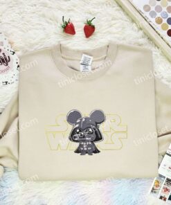 Mickey Darth Vader Embroidered Shirt, Disney Characters Embroidered Hoodie, Movie Embroidered T Shirt (2)