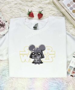 Mickey Darth Vader Embroidered Shirt, Disney Characters Embroidered Hoodie, Movie Embroidered T Shirt (3)