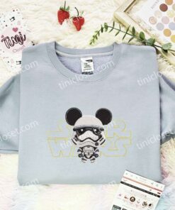 Mickey Stormstrooper Embroidered Shirt, Disney Characters Embroidered Hoodie, Movie Embroidered T Shirt (2)