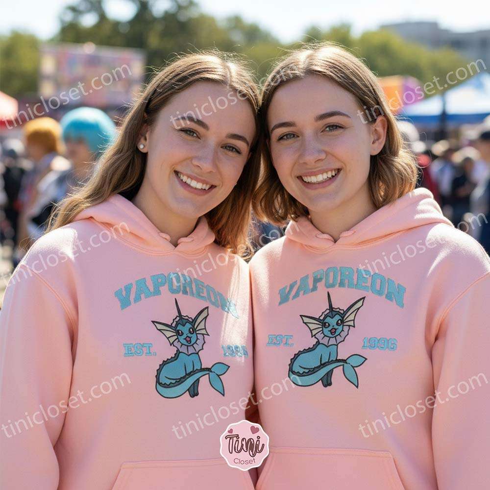 Vaporeon Embroidered Sweatshirt, Vintage Est. 1996 Pokemon Crewneck, Water Type Eeveelution Pullover