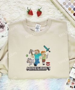Minecraft Boys Mining Embroidered Shirt, Cartoon Embroidered Hoodie, Video Game Characters Embroidered T Shirt (3)