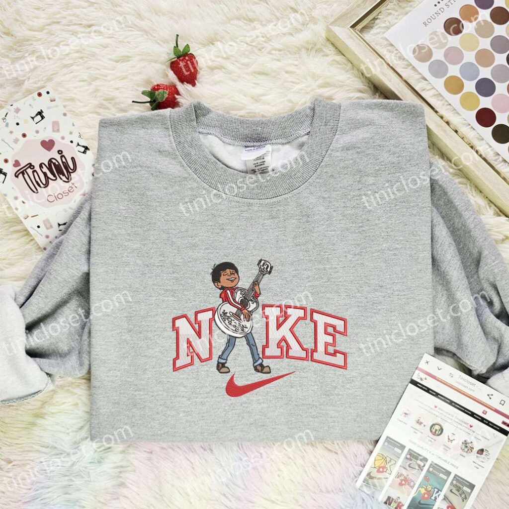 Miguel Embroidered Shirt, Pixar Coco Embroidered Hoodie, Disney Characters Embroidered T-Shirt