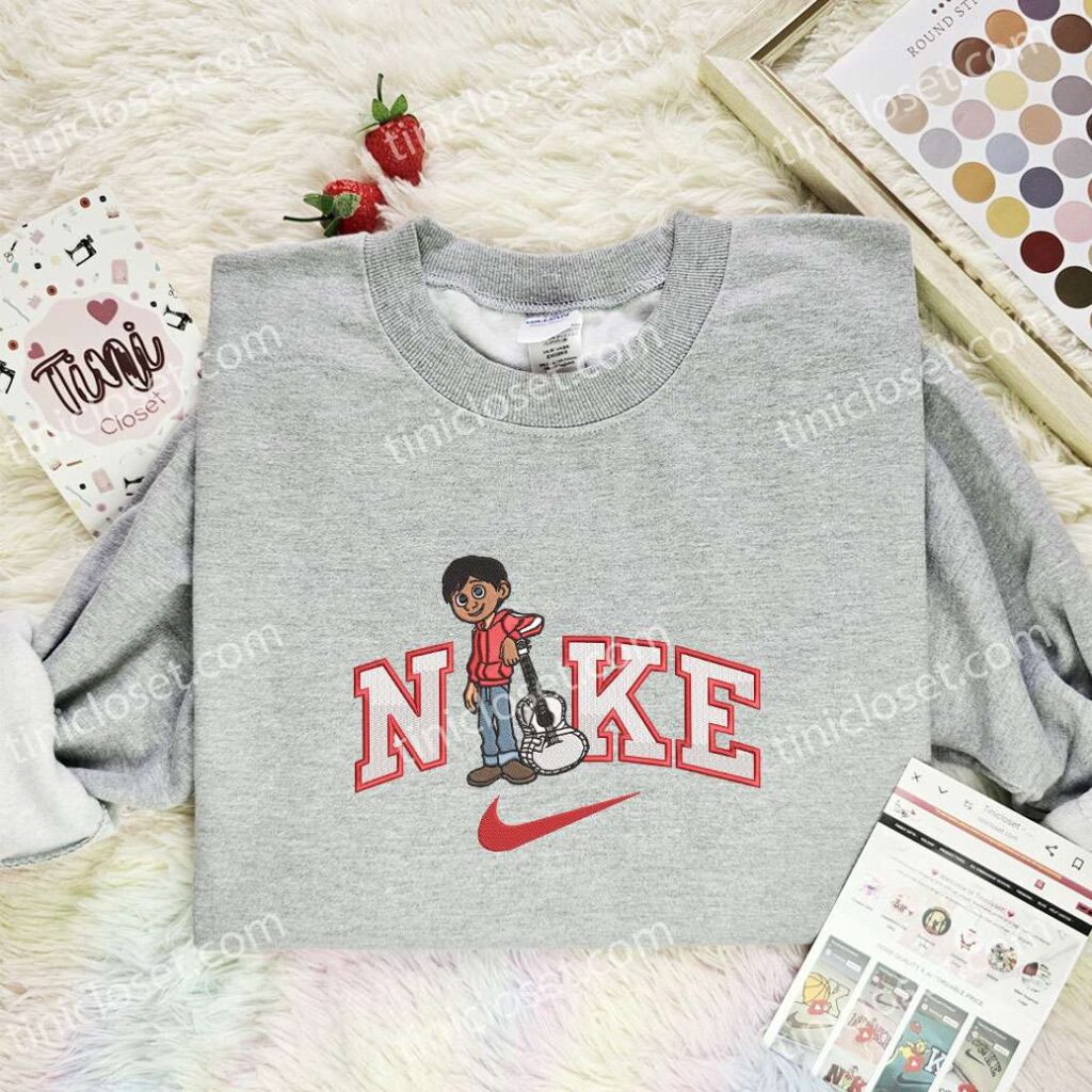 Miguel Embroidered Shirt, Pixar Coco Embroidered Hoodie, Disney Characters Embroidered T-Shirt