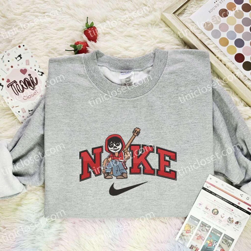 Miguel Embroidered Shirt, Pixar Coco Embroidered Hoodie, Disney Characters Embroidered T-Shirt