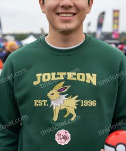 Vintage Jolteon Pokemon Embroidered Sweatshirt, Est 1996 Anime Hoodie, Retro Eeveelution Crewneck, Gamer Gift (3)